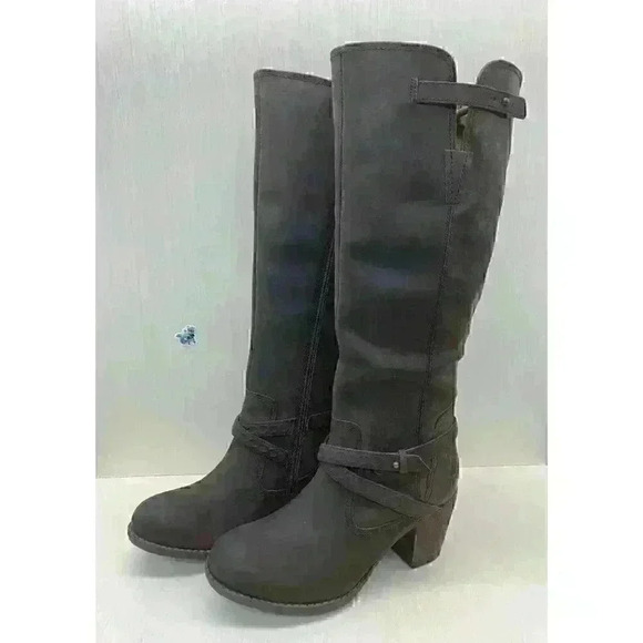 Hush Puppies Women’s Brown Oiled Leather Tall Heels Boots Size US 8.5 - Picture 1 of 11